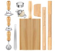 Wxeadu Pasta Making Tool Set, 10 PCS Pasta Making Kit, Pasta Cutter with Ravioli Cutter, Rolling Pin, Wooden Gnocchi Board, Ravioli Stamp Cutters, Dumpling Mold, Pasta Maker Set for Baking Lovers