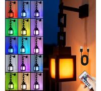 Wxeadu Pixelated Lantern Night Light, 16 Colors Night Lamp with Bottom Switch & Remote Control, USB Rechargeable Light, Wall or Table Mounting Lights, Ideal for Room, Game Room Decor, Gifts for Boys