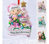Wxexopowk Baby's First Christmas Bauble - Personalized Baby Pink Christmas Ornaments with Name, Custom Gifts for Girls