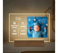 Wxexopowk Personalised Baby Boy Gifts Nursery Night Light - Personalized Night Light LED Lamp with Birth Information and Photo, Christening Gift for Baby,Birth Gift for Girls Boys,Kid's Bedroom Décor