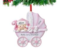 Wxexopowk Personalised Baby's First Christmas Bauble - Baby First Christmas Tree Decoration, Girl Boy Personalised Christmas Bauble 2024, Customised Name, Personalised Xmas Tree Decorations, Pink