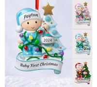 Wxexopowk Personalised Baby's First Christmas Bauble - Personalised Christmas Ornaments for Kids, Custom Name and Year My 1st Christmas Bauble, Tree Keepsake Xmas Gifts for Kids Boys Toddler New Baby