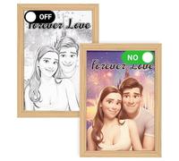 Wxexopowk Personalized Cartoon Style 3D Photo Wooden Photo Frame Sign - Led Decorative Painting Light, Custom Cartoon Portrait Gift for Wedding Birthday Mothers Day Christmas Valentines Gifts