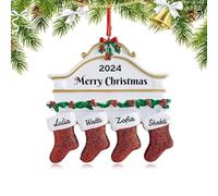 Wxexopowk Personalized Christmas Stocking Christmas Ornament Pendant - Personalised Christmas Ornaments Family of 4, Unique Family Christmas Ornaments 2024, Gifts for Mom, Dad, Kids, Grandma, Grandpa
