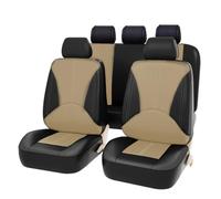 WXEXUDIN Car Seat Cover For Skoda Karoq 2017 2018 2019 2020-2025,PU Leather Full Set Front And Rear Seat Protectors Breathable Seat Covers Cushions Car Seat Accessories, Beige black