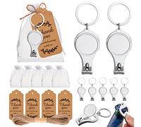 wxfdac 50 Pieces Silver Nail Clipper Keychain Opener Send tag Card White Drawstring Eugen Yarn Bag for Baby Shower and Wedding Gifts, Party Gifts, Souvenirs or Decorations