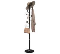 WXGTBKPR Coat Stand 183 cm Black Iron | Marble Base for Stability 8 Hooks for Jackets Industrial Style Hallway Furniture