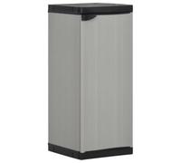 WXGTBKPR Plastic Garden Cupboard, 35 x 40 x 85 cm, Weatherproof Storage Cabinet with 1 Shelf for Patio and Garden, Tool Cabinet, Grey / Black