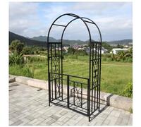 WXGZSKLV Metal Outdoor Garden Arch With Gate, 114cm W Heavy Duty Roses Archway Arbor, Weatherproof Trellis Support For Climbing Plants, Sturdy Frame Arbour Wedding Ceremony Decoration(Black)