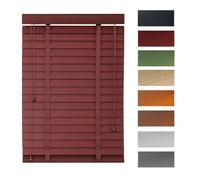 WXGZSKLV Wood Horizontal Window Blinds, 50 mm Slats Custom Wooden Mini Blind Shades, 40 60 55 145 120 95 150 160 cm Cordless Privacy Protection Venetian Shade for Bedroom Office(Burgundy)