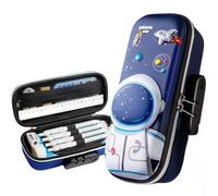 wxhappyshop 3D Pencil Case with Combination Lock - Large Pencil Case for Kids, Water Resistant Hard Case, Large Capacity, Back to School Gift for Boys and Girls, blue, astronaut