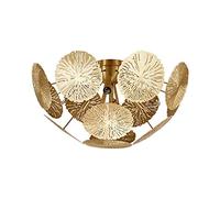 WXHC E14 Post-Modern Light Luxury Ceiling Lamp,Bedroom Dining Room Model Room Home Decorative Lighting,Stainless Steel Living Room Lamp,Creative Lotus Leaf Luxury Ceiling Lamp-Golden. 50 * 50cm