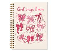 WXHUM Light Pink Bow Christian Bible Notebook Journal for Women Girls, Christian Prayer Notebook Journing Church Journal for Work Office Travel Notebooks, 5.5x8.3