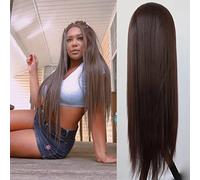 WXHWCX Long Hair Wig Realistic Looking Long Straight Hair Free Part Synthetic Wig for Women 24 Inches