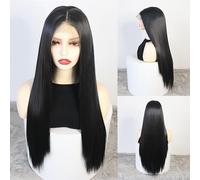 WXHWCX Long Straight Synthetic Hair Wigs for Women 13 x 6 cm Straight Wig Middle Part Synthetic Lace Wig High Density Daily Wigs for Women
