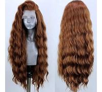 WXHWCX Long Synthetic Lace Front Wigs for Black Women Free Part Wavy Brown High Temperature Fiber Cosplay Wig