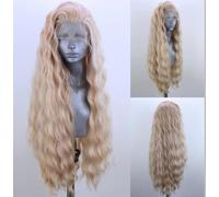 WXHWCX Long Wave Synthetic Lace Front Wig Middle Synthetic Hair Wig for Women Party Daily Wear