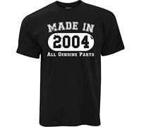 WXIANGW 18th Birthday T Shirt Made in 2004 - All Genuine Parts Black t Shirt Folder (XX-Large)