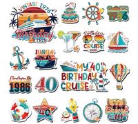 Wxiben 18 Pcs 40th Birthday Cruise Door Magnets Ship Decorations Magnetic