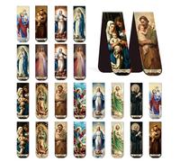Wxiben Catholic Magnetic Bookmarks Gifts - 48 Pcs Religious Prayer Saints Magnet Book Page Markers Jesus Bible Verse Bookmark Clips Gift for Men Women Book Lovers Reading School Church Office Supplies