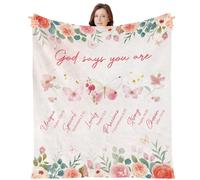 Wxiben Christian Butterfly Blanket Gifts for Women Butterfly Religious Throw Blankets Inspirational Bible Faith Gifts for Women Female Mom Soft Flannel Blanket for Home Sofa Couch Bed 60 x 50 Inches