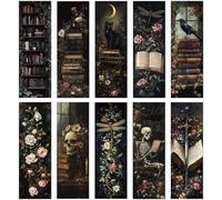 Wxiben Dark Academia Bookmarks for Women - 100 Pcs Gothic Flower Book Mark Retro Aesthetic Bookmark Skull Dragonfly Plants Page Marker Clip Gift for Book Lovers Students Teachers Bookish Reading