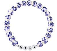 Wxiben Dog Cat Mom New Mom Gigi Nana Bracelet Gifts, Unique Mother's Day Christmas Birthday Gift Ideas for Women, Blue and White Porcelain Beads Bracelet for Her, One Size, Stone, no gemstone