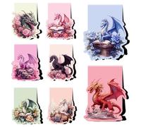 Wxiben Dragon Flower Magnetic Bookmark - 8 Pcs Fantastic Book Marks Magnets Dragon Floral Leaf Magnetic Bookmarks Cool Animal Bookmark Page Clip Gifts for Book Lovers Students Teacher School Reading