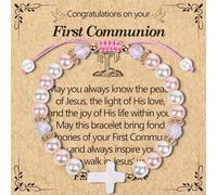 Wxiben First Communion Gifts Bracelets - Catholic Cross Bracelets for Women Her Religious Christian Bracelet Gifts Birthday 1st Communion Baptism Favor for Goddaughter Daughter Friends