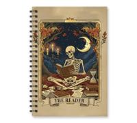 Wxiben Gothic Skull Spiral Notebook - The Reader Tarot Card Hardcover Notebook Journal, Skeleton Reading Journaling, Witchy Goth Office Supplies, Book Lovers Bookish Bookworms Gift, 5.5x8.2inch