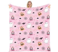 Wxiben Halloween Throw Blanket Gifts - Ghost Pumpkin Flannel Blanket for Women Girls Bat Spider Soft Throw Blankets Halloween Spooky Gifts for Home Bed Couch Sofa Living Room Decor 60x50 inches