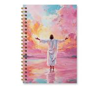 Wxiben Jesus Christ Spiral Notebook - Jesus Walking on Water Notebook Journal Christian Religious Hardcover Spiral Notebook Journaling Gift for Women Church Office Bible Study Supplies 5.5x8.3 Inch