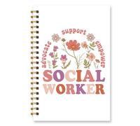 Wxiben Social Worker Spiral Notebooks - Flower Social Worker Appreciation Gift Notebook Journal Hardcover Spiral Notebook Journaling for Note Taking Community Office Supplies 5.5x8.3 Inch