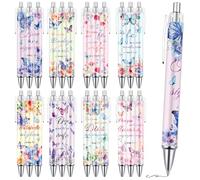 Wxiben Spanish Christian Ballpoint Pens - 24PCS Bible Butterfly Pens Set Inspirational Flower Retractable Black Ink Pen Religious Church Gift for Women Men Teacher Coworker Home Office School Supplies
