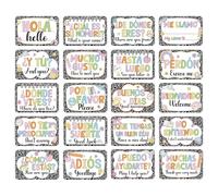 Wxiben Spanish Classroom Decor Posters - 20Pcs Spanish Words Phrases Posters, Español Classroom School Decorations Must Have, Bulletin Board Study Material for Preschool Teacher Students, Marble Style