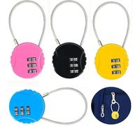 Wxinsheng 4 Pcs Combination Padlocks,Small Keyless Resettable 3 Digit Security Padlock with Coders Flexible Cable,for Suitcases,Luggage,Cabinets,Bags,Travel