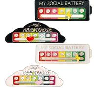 Wxinsheng 4 Pcs Social Battery Enamel Pin Set,Adjustable7-Day Mood Conversion Brooch Badge,for Introverts,Funny Creative Emotional Expression Lapel Pin for Men Women