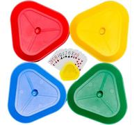 Wxinsheng 4-Piece Plastic Playing Card Holder Set,Colourful Triangle Stands for Poker,Family Card Games & Parties,Adults Card Game Accessories