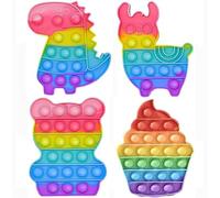 Wxinsheng 4PCS Pop Bubble Fidget,Sensory Stress Relief Popper Poppet Sensory Dinosaur Bear Alpaca Ice cream Anxiety Autism Stress Relief,Favors Bags Filler Birthday for Adults
