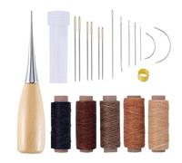 Wxinsheng Leather Sewing Kit 21 PCS, Complete Leather Working Tools with Awl,Needles Thimble,Professional Upholstery Sewing Kit,for Sofas,Handbags,Shoes DIY Leather Craft Repair Starter Set
