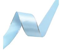 WXJ 50 Yards 6mm-38mm Satin Ribbon,Silver Metallic Edge Polyester Ribbon For Flower Gift Packing Wedding Decoration DIY (Color : Sky Blue, Size : 6mm)