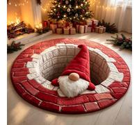 WXJHNYBS Illusion Rug Won'T Deform Easily When Stepped On Christmas Round Area Rug Optical Illusion Round Christmas Rug Suitable For Front Doors,Bedrooms,Living Rooms,D-80cm
