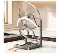 WXJHNYBS Kitchen Pot Lid Storage Rack, 2 Layer/3 Layer Kitchen Organization with Removable Drip Tray Saucepan Lid Holder for Counter Stove Top,A-Doublelayer