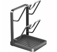 WXJHNYBS Kitchen Pot Lid Storage Rack, 2 Layer/3 Layer Kitchen Storage with Removable Drip Tray Storage Organisation for Pot Lids,Spatulas,Spoons,Cutting Boards,A-Doublelayer