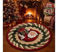 WXJHNYBS Optical Illusion Rug Won'T Deform Easily When Stepped On 3d Rugs Optical Illusion Christmas Non-Slip Dotted Plastic Christmas Round Rug Suitable For Front Doors,Bedrooms,Living Rooms,B-60cm