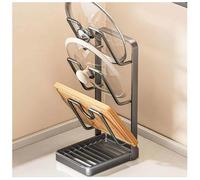 WXJHNYBS Pot Lid Holder, 2 Layer/3 Layer Saucepan Lid Storage with Tray Kitchen Pot Lid Storage Rack for Pot Lids,Spatulas,Spoons,Cutting Boards,A-Triplelayer