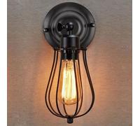 WXJLYZRCXK Novelty Decorative Chandelier,Flush Mount Living Room Wall Lamp Black Iron Lampshade Retro Cage Wall Lighting Metal E27 Industrial Vintage Style Bedroom Ceiling Light for Hallway Stairway