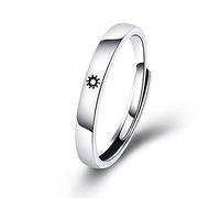 WXKAGF 1Pc Minimalist Silver Color Sun Moon Open Ring For Women Men Lovers Unique Carving Crescent Moon Engagement Wedding Band Jewelry