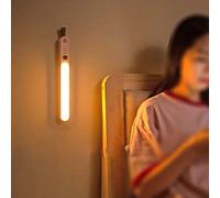 WXKAGF 2 Pack Motion Sensor Wall Light Indoor LED Bedroom Night Light Rechargeable Battery Operated Makeup Light Warm White Cupboard Lights Stick on Cabinet Wardrobe Stairs Kitchen Wall, 30CM