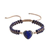 WXKAGF Bead Bracelets for Men, Woven Stone Adjustable Bracelet with Heart Adjustable Bracelet 17.7CM